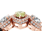 Rose gold Three-Stone Fancy Yellow Marquise Cut Halo Diamond Milgrain Band with Four-Prong Setting_4