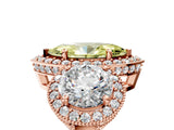 Rose gold Three-Stone Fancy Yellow Marquise Cut Halo Diamond Milgrain Band with Four-Prong Setting_5