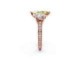 Rose gold Three-Stone Fancy Yellow Marquise  Diamond Milgrain Pave Band with Prong Setting 3