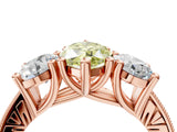 Rose gold Three-Stone Fancy Yellow Marquise  Diamond Milgrain Pave Band with Prong Setting 5