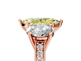 Rose gold Three-Stone Fancy Yellow Marquise  Diamond Milgrain Pave Band with Prong Setting