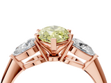 Rose gold Three-Stone Fancy Yellow Marquise  Diamond Ring with Pear Side Stones in Four-Prong Setting_4