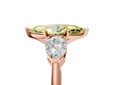 Rose gold Three-Stone Fancy Yellow Marquise  Diamond Ring with Pear Side Stones in Four-Prong Setting_5