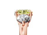 Rose gold Three-Stone Fancy Yellow Oval  Brilliant Cut Solitaire Ring with Prong Setting on a Classic Band 1