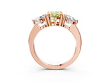 Rose gold Three-Stone Fancy Yellow Oval  Brilliant Cut Solitaire Ring with Prong Setting on a Classic Band 5