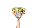 Rose gold Three-Stone Fancy Yellow Oval Cut Brilliant Diamond Solitaire Ring with Tapered Band and Four-Prong Setting_8