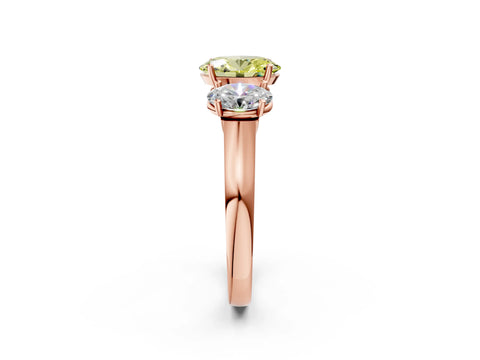 Rose gold Three-Stone Fancy Yellow Oval Cut Brilliant Diamond Trellis Ring with Comfort Fit Band_2