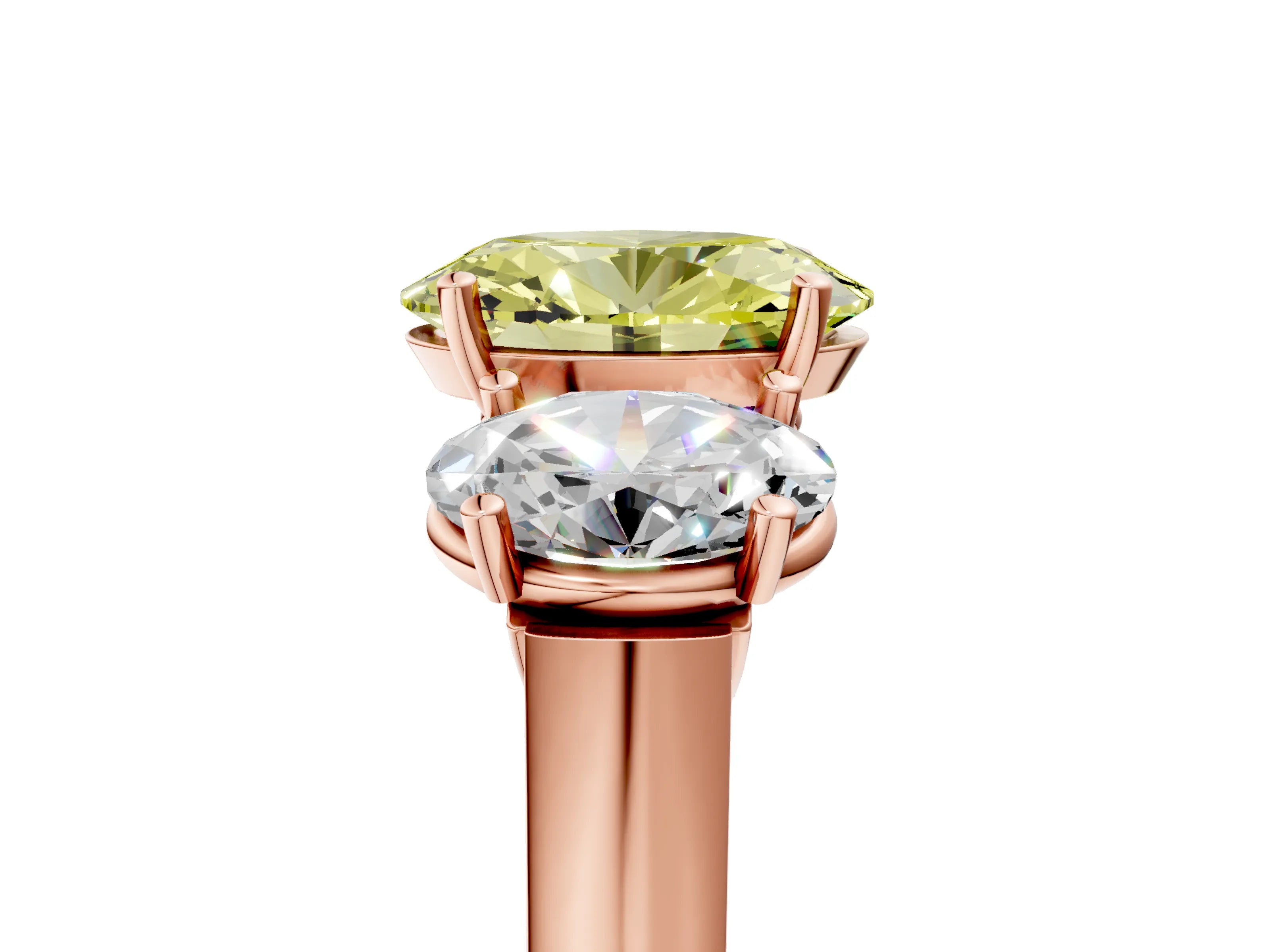 Rose gold Three-Stone Fancy Yellow Oval Cut Brilliant Diamond Trellis Ring with Comfort Fit Band_5