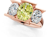 Rose gold Three Stone Fancy Yellow Oval Cut Cut Channel Set Diamond Ring_1