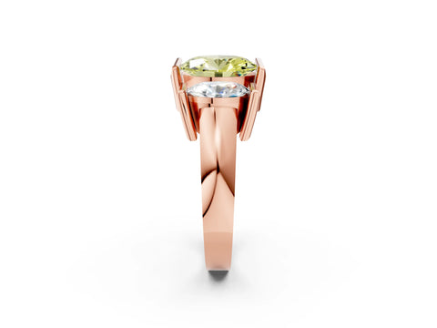 Rose gold Three Stone Fancy Yellow Oval Cut Cut Channel Set Diamond Ring_2
