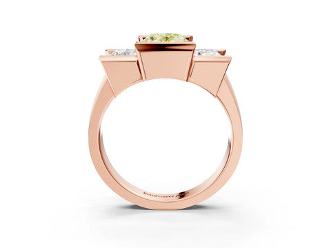 Rose gold Three Stone Fancy Yellow Oval Cut Cut Channel Set Diamond Ring_3