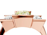 Rose gold Three Stone Fancy Yellow Oval Cut Cut Channel Set Diamond Ring_4
