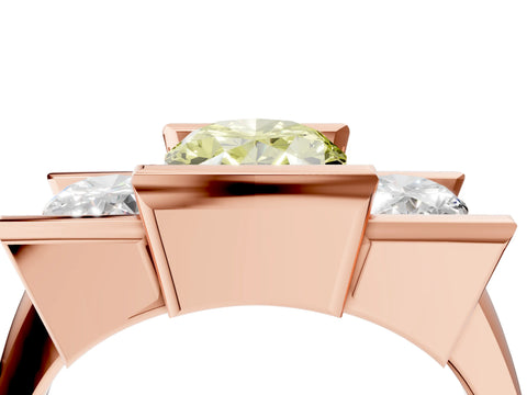 Rose gold Three Stone Fancy Yellow Oval Cut Cut Channel Set Diamond Ring_4