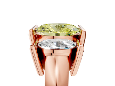 Rose gold Three Stone Fancy Yellow Oval Cut Cut Channel Set Diamond Ring_5