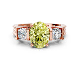 Rose gold Three-Stone Fancy Yellow Oval Cut Cut Classic Band Prong Setting Ring