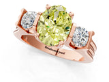 Rose gold Three-Stone Fancy Yellow Oval Cut Cut Classic Band Prong Setting Ring_1