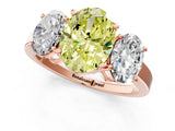 Rose gold Three-Stone Fancy Yellow Oval Cut Cut Diamond Engagement Ring with Flat Band and Four-Prong Setting_13