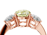 Rose gold Three-Stone Fancy Yellow Oval Cut Cut Diamond Engagement Ring with Flat Band and Four-Prong Setting_16