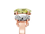 Rose gold Three-Stone Fancy Yellow Oval Cut Cut Diamond Engagement Ring with Flat Band and Four-Prong Setting_17