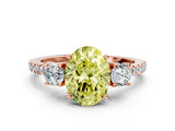 Rose gold Three-Stone Fancy Yellow Oval Cut Cut Diamond Pavé Band with Prong Setting_15