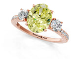 Rose gold Three-Stone Fancy Yellow Oval Cut Cut Diamond Pavé Band with Prong Setting_16