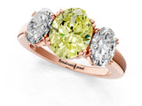 Rose gold Three-Stone Fancy Yellow Oval Cut Cut Diamond Ring with Channel Set Band and Four-Prong Setting_25