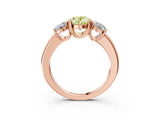 Rose gold Three-Stone Fancy Yellow Oval Cut Cut Diamond Ring with Channel Set Band and Four-Prong Setting_3