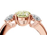 Rose gold Three-Stone Fancy Yellow Oval Cut Cut Diamond Ring with Channel Set Band and Four-Prong Setting_4