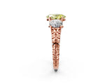 Rose gold Three-Stone Fancy Yellow Oval Cut Cut Diamond Ring with Channel-Set Band and Prong Setting_2