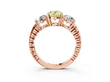 Rose gold Three-Stone Fancy Yellow Oval Cut Cut Diamond Ring with Channel-Set Band and Prong Setting_3