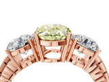 Rose gold Three-Stone Fancy Yellow Oval Cut Cut Diamond Ring with Channel-Set Band and Prong Setting_4