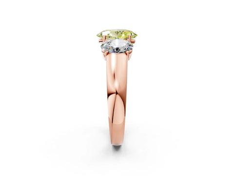 Rose gold Three-Stone Fancy Yellow Oval Cut Cut Diamond Ring with Prong Setting and Classic Band_2