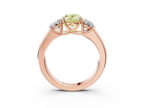 Rose gold Three-Stone Fancy Yellow Oval Cut Cut Diamond Ring with Prong Setting and Classic Band_3
