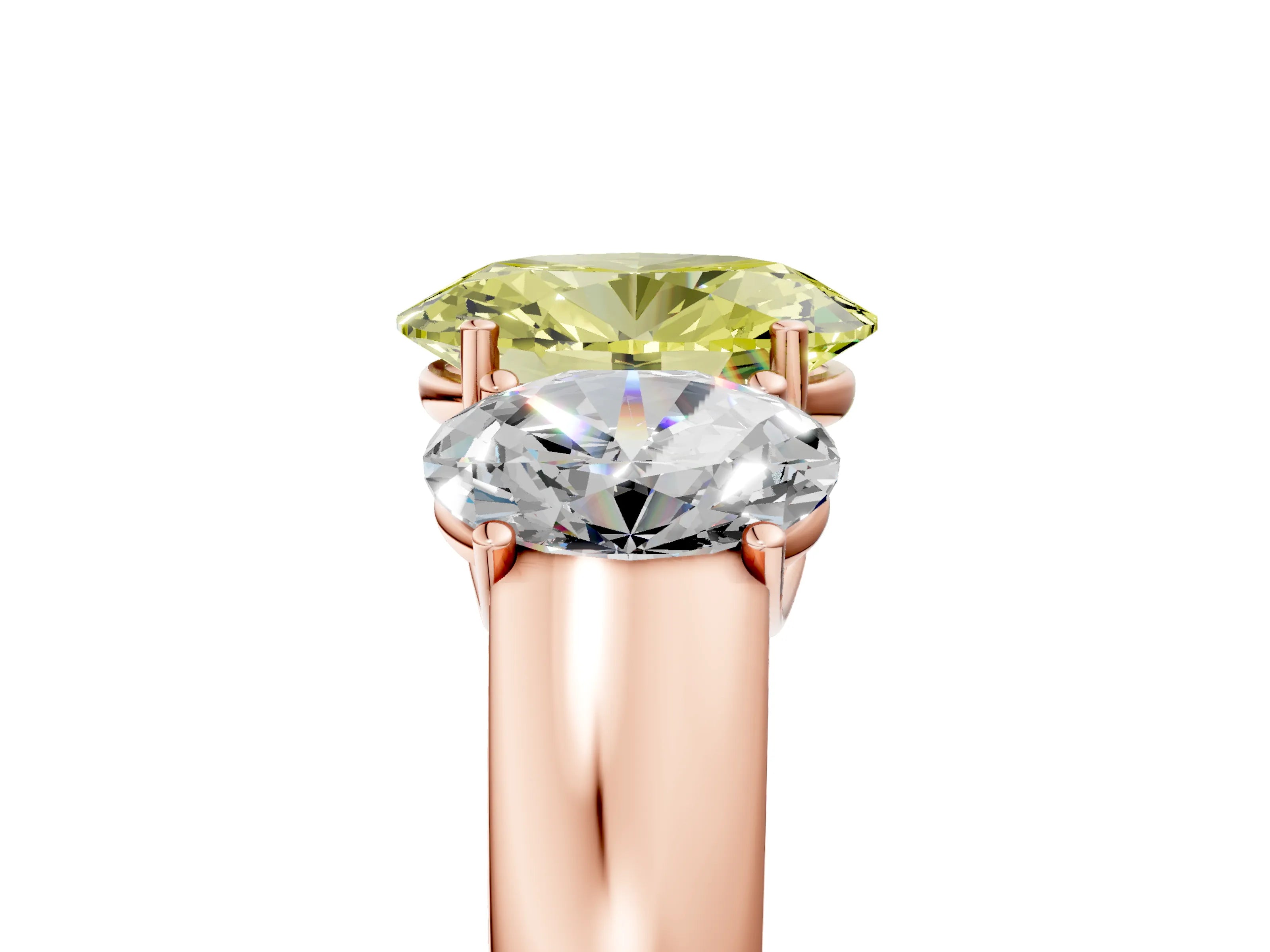 Rose gold Three-Stone Fancy Yellow Oval Cut Cut Diamond Ring with Prong Setting and Classic Band_5