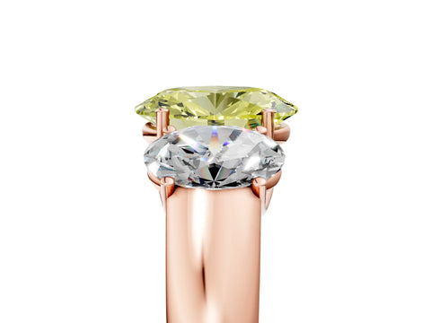Rose gold Three-Stone Fancy Yellow Oval Cut Cut Diamond Ring with Prong Setting and Classic Band_5