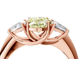 Rose gold Three-Stone Fancy Yellow Oval Cut Cut Diamond Ring with Trillion Side Stones and Four-Prong Setting_7