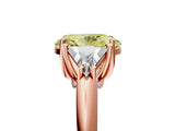 Rose gold Three-Stone Fancy Yellow Oval Cut Cut Diamond Ring with Trillion Side Stones and Four-Prong Setting_8