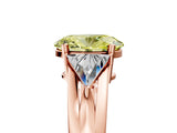 Rose gold Three-Stone Fancy Yellow Oval Cut Cut Diamond Ring with Trillion Side Stones on a Split Shank Band_5