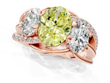 Rose gold Three-Stone Fancy Yellow Oval Cut Cut Diamond Split Shank Prong Set Ring_1