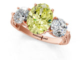 Rose gold Three-Stone Fancy Yellow Oval Cut Cut Milgrain Band Prong Setting Ring_19