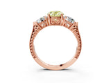 Rose gold Three-Stone Fancy Yellow Oval Cut Cut Milgrain Band Prong Setting Ring_21