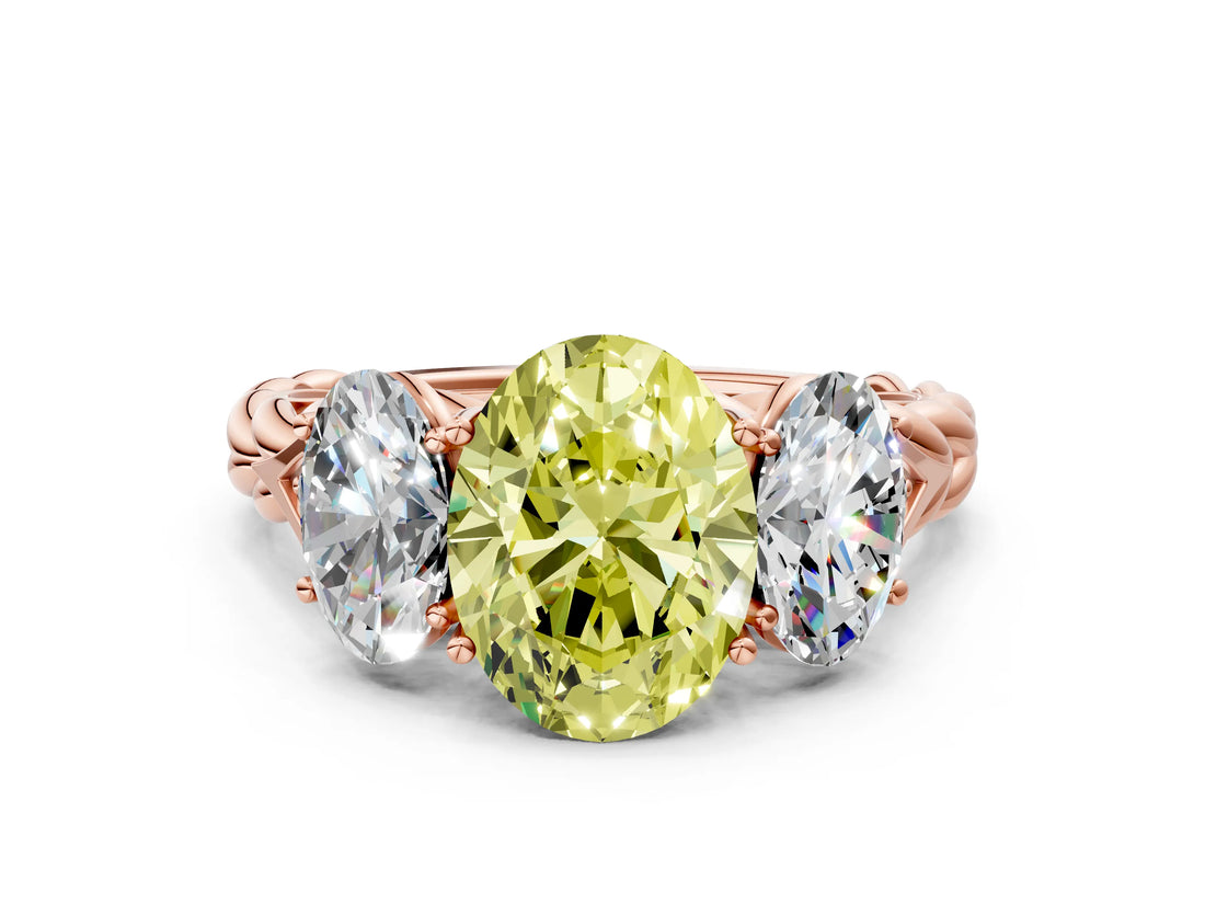 Rose gold Three-Stone Fancy Yellow Oval Cut Diamond Braided Band Ring with Four-Prong Setting_40