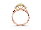 Rose gold Three-Stone Fancy Yellow Oval Cut Diamond Braided Band Ring with Four-Prong Setting_43