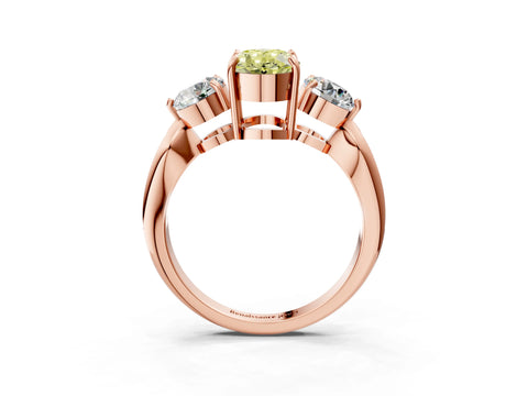 Rose gold Three-Stone Fancy Yellow Oval Cut Diamond Channel Set Engagement Ring with Prong Setting_15