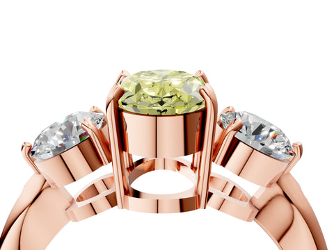 Rose gold Three-Stone Fancy Yellow Oval Cut Diamond Channel Set Engagement Ring with Prong Setting_16