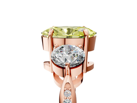 Rose gold Three-Stone Fancy Yellow Oval Cut Diamond Channel Set Engagement Ring with Prong Setting_17