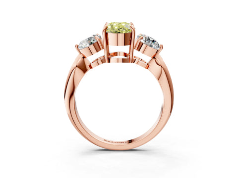 Rose gold Three-Stone Fancy Yellow Oval Cut Diamond Channel Set Engagement Ring with Prong Setting_3