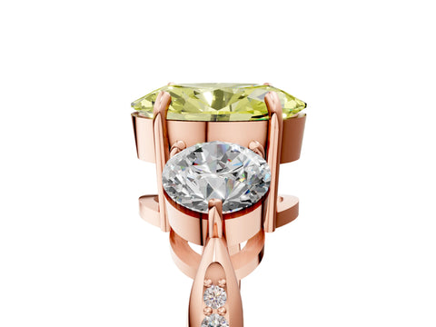 Rose gold Three-Stone Fancy Yellow Oval Cut Diamond Channel Set Engagement Ring with Prong Setting_5