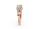 Rose gold Three-Stone Fancy Yellow Oval Cut Diamond Engagement Ring with Pave Band and Prong Setting_2
