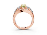 Rose gold Three-Stone Fancy Yellow Oval Cut Diamond Engagement Ring with Pave Band and Prong Setting_3